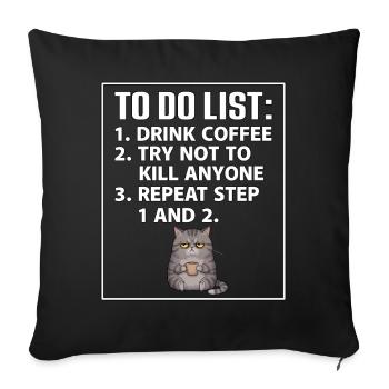 Evil Cat to do list - Sofa pillowcase 17,3'' x 17,3'' (45 x 45 cm) - black - Front