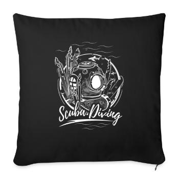 Diving Helmet Drawing - Diving, Shark - Sofa pillowcase 17,3'' x 17,3'' (45 x 45 cm) - black - Front