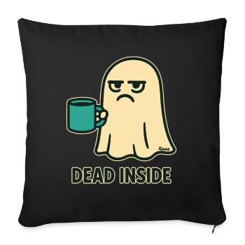Geist mit Kaffee und innerlich totem Blick - Sofakissenbezug 45 x 45 cm - Schwarz - Vorne