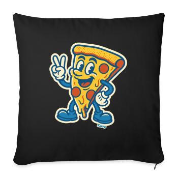 Grinning pizza with peace sign - Sofa pillowcase 17,3'' x 17,3'' (45 x 45 cm) - black - Front