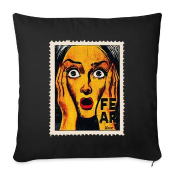 Pop art femme avec cri sur timbre-poste - Housse de coussin décorative 45 x 45 cm - noir - Devant
