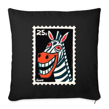 Grinning zebra in stamp look - Sofa pillowcase 17,3'' x 17,3'' (45 x 45 cm) - black - Front
