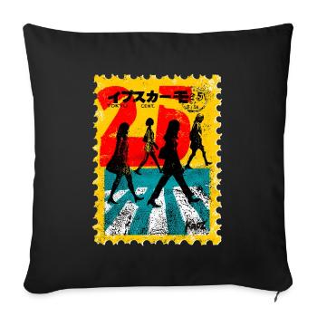 Tokyo Zebra Crossing – Retro Postage Stamp - Sofa pillowcase 17,3'' x 17,3'' (45 x 45 cm) - black - Front