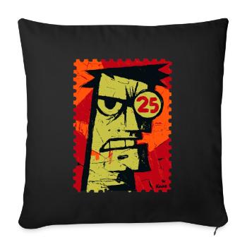Angry guy with monocle as a stamp - Sofa pillowcase 17,3'' x 17,3'' (45 x 45 cm) - black - Front