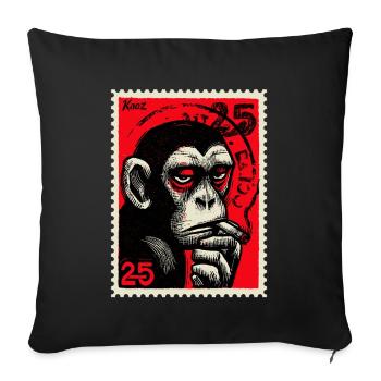 Cool monkey on postage stamp - Sofa pillowcase 17,3'' x 17,3'' (45 x 45 cm) - black - Front