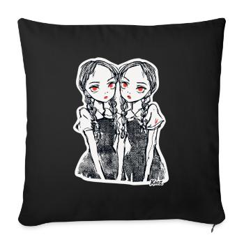 Les sœurs sont des jumelles aux yeux rouges - Housse de coussin décorative 45 x 45 cm - noir - Devant