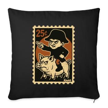 Le petit Napoléon chevauche un cochon en colère - Housse de coussin décorative 45 x 45 cm - noir - Devant
