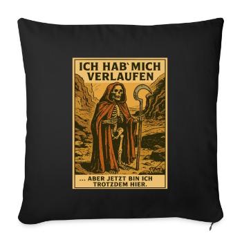 Sensemann hat sich verlaufen - Sofakissenbezug 45 x 45 cm - Schwarz - Vorne