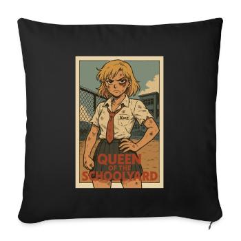 Reine de la cour d’école à l’ combatif - Housse de coussin décorative 45 x 45 cm - noir - Devant