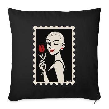 Buzzcut & Rose – un flirt de timbres - Housse de coussin décorative 45 x 45 cm - noir - Devant