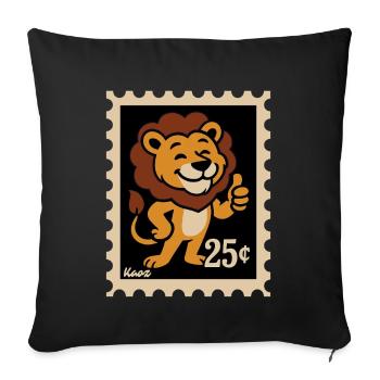 Friendly Lion on a Postage Stamp - Sofa pillowcase 17,3'' x 17,3'' (45 x 45 cm) - black - Front