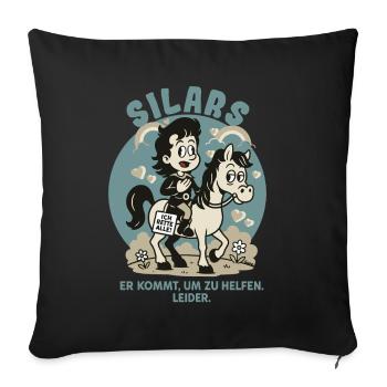 Silars: Held wider Willen auf Pferd - Sofakissenbezug 45 x 45 cm - Schwarz - Vorne