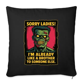 Dicton zombie – Je suis beau comme un frère - Housse de coussin décorative 45 x 45 cm - noir - Devant