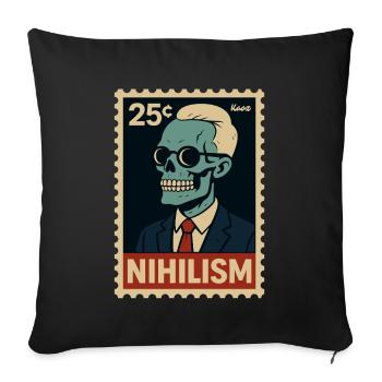 Timbre-poste Nihilism – Squelette en costume - Housse de coussin décorative 45 x 45 cm - noir - Devant