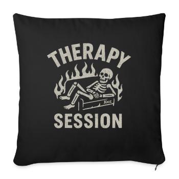 Therapiestunde Skelett – Alles brennt trotzdem - Sofakissenbezug 45 x 45 cm - Schwarz - Vorne