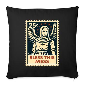 Bless This Chaos – Angel Postage Stamp - Sofa pillowcase 17,3'' x 17,3'' (45 x 45 cm) - black - Front