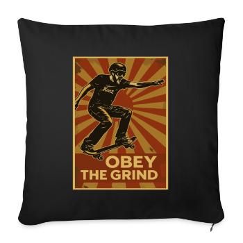 Skater Poster Retro – Obey the Grind - Sofa pillowcase 17,3'' x 17,3'' (45 x 45 cm) - black - Front