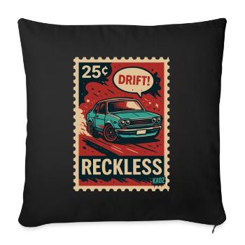 Affiche de timbre : DRIFT ! –Inconsidéré - Housse de coussin décorative 45 x 45 cm - noir - Devant