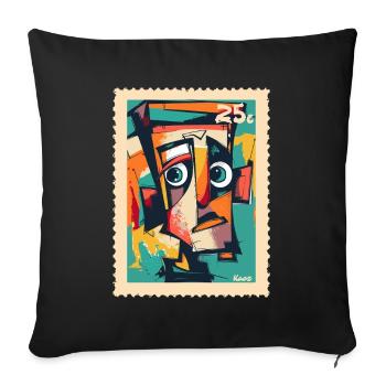 Cubist Head – Postage Stamp of Confusion - Sofa pillowcase 17,3'' x 17,3'' (45 x 45 cm) - black - Front