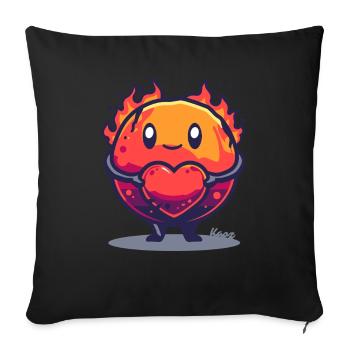 Fire Ball with Heart – Cute Cartoon Motif - Sofa pillowcase 17,3'' x 17,3'' (45 x 45 cm) - black - Front