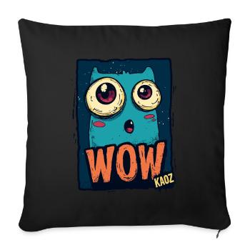 WOW, Überfordertes Comic Monster mit Effekt - Sofakissenbezug 45 x 45 cm - Schwarz - Vorne