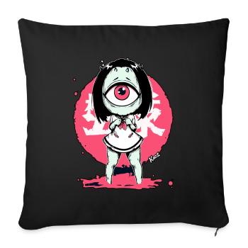 Kawaii Monster Girl with One Eye - Sofa pillowcase 17,3'' x 17,3'' (45 x 45 cm) - black - Front