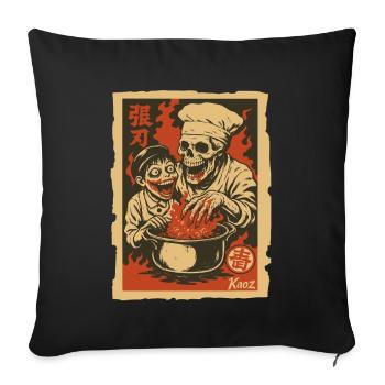 Chef squelette avec assistant et marmite - Housse de coussin décorative 45 x 45 cm - noir - Devant