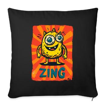 Zing Monster – Gelb, laut und verrückt - Sofakissenbezug 45 x 45 cm - Schwarz - Vorne