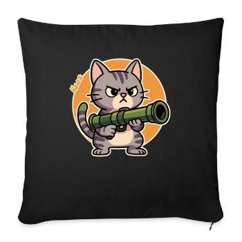 Angry Cat with Bazooka – Comic Motif - Sofa pillowcase 17,3'' x 17,3'' (45 x 45 cm) - black - Front