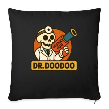 Drôle de docteur squelette avec doodoo - Housse de coussin décorative 45 x 45 cm - noir - Devant