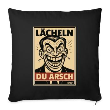 Lächeln du Arsch Sarkamsmus Comic im Retro Stil - Sofakissenbezug 45 x 45 cm - Schwarz - Vorne