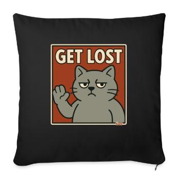 Annoyed cat with saying: Get out - Sofa pillowcase 17,3'' x 17,3'' (45 x 45 cm) - black - Front