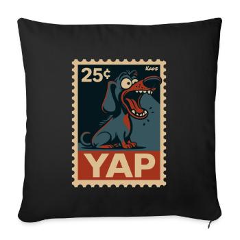 Comic Dackel auf Briefmarke mit Yap - Sofakissenbezug 45 x 45 cm - Schwarz - Vorne