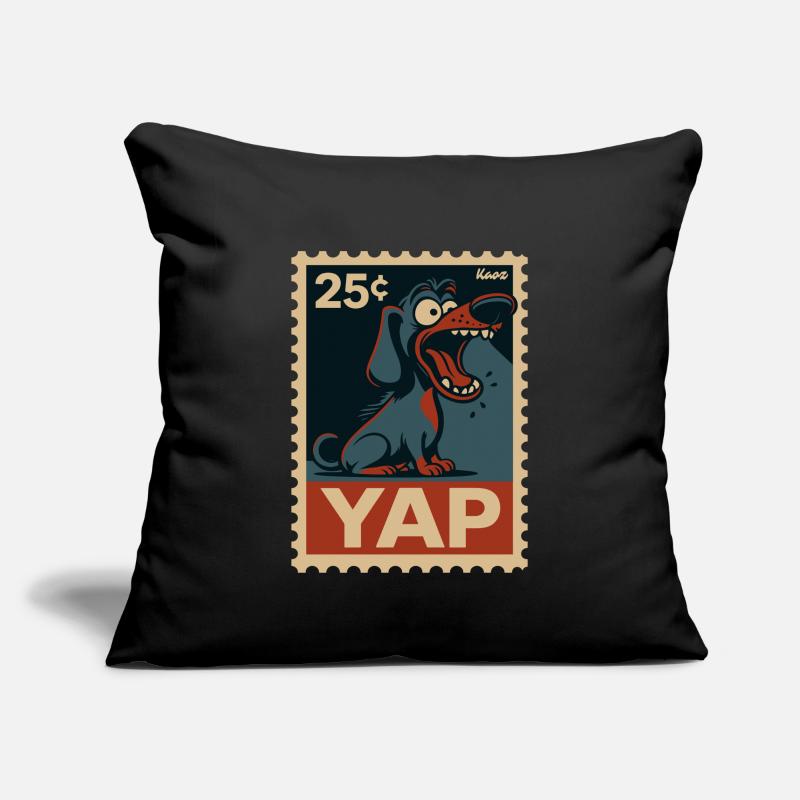 Teckel comique sur timbre-poste avec Yap Housse de coussin décorative 45 x 45 cm
