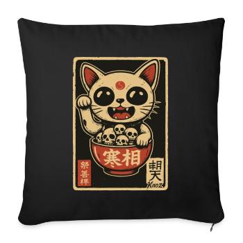 Dark Waving Cat with Skulls - Sofa pillowcase 17,3'' x 17,3'' (45 x 45 cm) - black - Front