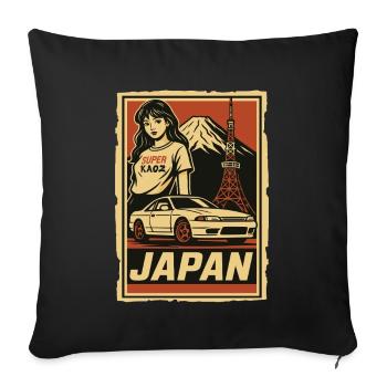 JDM Japan retro design with car and girl - Sofa pillowcase 17,3'' x 17,3'' (45 x 45 cm) - black - Front
