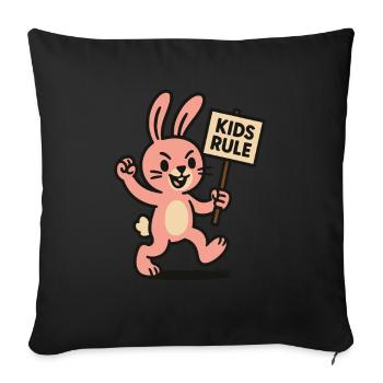 Funny bunny with shield children rule - Sofa pillowcase 17,3'' x 17,3'' (45 x 45 cm) - black - Front