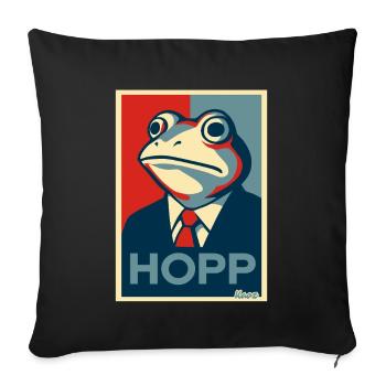 Grenouille en costume avec dire Hopp parodie - Housse de coussin décorative 45 x 45 cm - noir - Devant