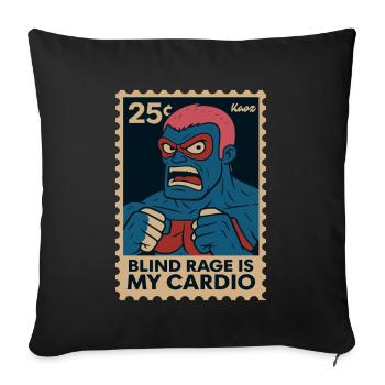 Comic Wrestler Saying Blind Rage Is My Cardio - Sofa pillowcase 17,3'' x 17,3'' (45 x 45 cm) - black - Front