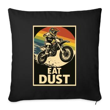Motocross Fahrer mit Spruch Staub fressen - Sofakissenbezug 45 x 45 cm - Schwarz - Vorne