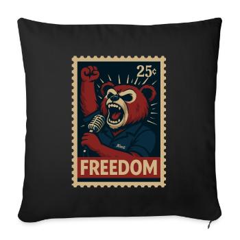 Rebellious bear calls for freedom with microphone - Sofa pillowcase 17,3'' x 17,3'' (45 x 45 cm) - black - Front
