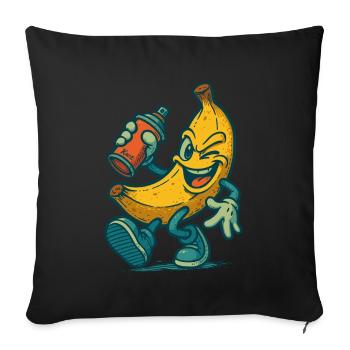 Cheeky banana with spray can - Sofa pillowcase 17,3'' x 17,3'' (45 x 45 cm) - black - Front