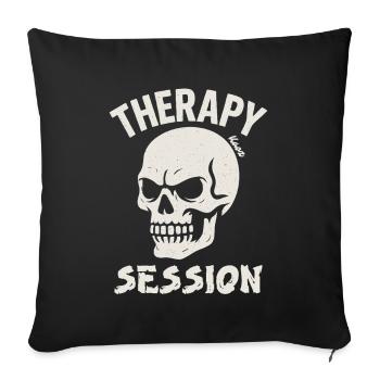 Skull with Saying Therapy Session - Sofa pillowcase 17,3'' x 17,3'' (45 x 45 cm) - black - Front