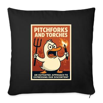 Angry duck with torch and pitchfork - Sofa pillowcase 17,3'' x 17,3'' (45 x 45 cm) - black - Front