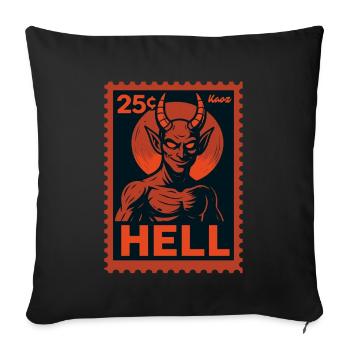 Devil Postage Stamp Hell Motif Retro Look - Sofa pillowcase 17,3'' x 17,3'' (45 x 45 cm) - black - Front
