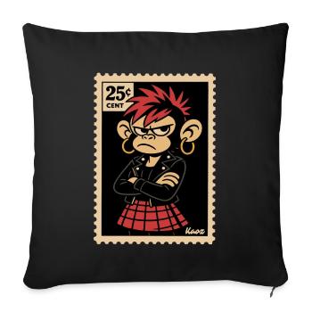 Punk monkey girl in stamp look - Sofa pillowcase 17,3'' x 17,3'' (45 x 45 cm) - black - Front