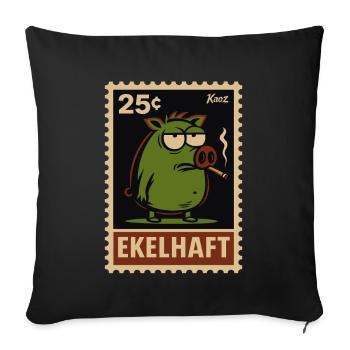 Green pig with view stamps style disgusting - Sofa pillowcase 17,3'' x 17,3'' (45 x 45 cm) - black - Front