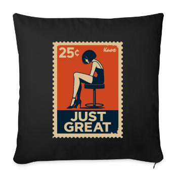 Thoughtful Woman on Stool Retro Look: Na Toll - Sofa pillowcase 17,3'' x 17,3'' (45 x 45 cm) - black - Front