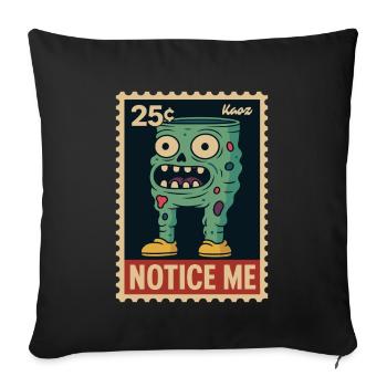 Pantalon Zombie Monstre Avec De Grands Yeux Et Des Dents - Housse de coussin décorative 45 x 45 cm - noir - Devant