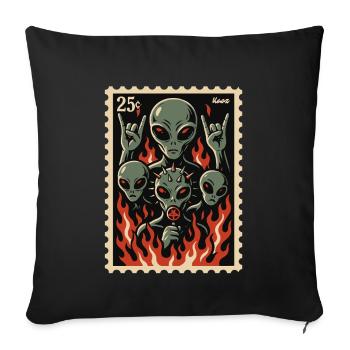 Aliens with mask and fire - Sofa pillowcase 17,3'' x 17,3'' (45 x 45 cm) - black - Front